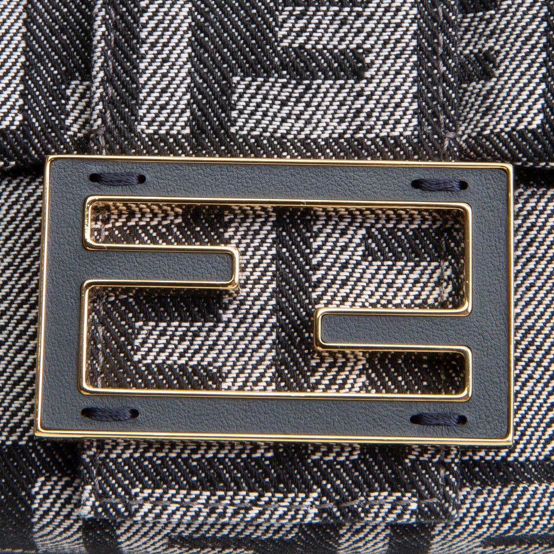 FENDI Small Zucca Denim Mama Baguette - Navy Blue