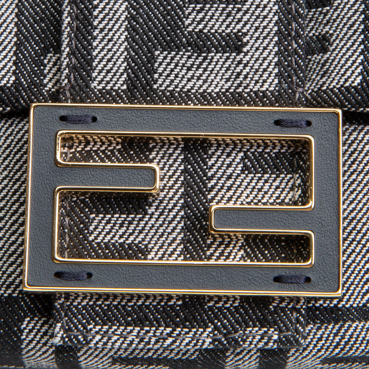 FENDI Small Zucca Denim Mama Baguette - Navy Blue