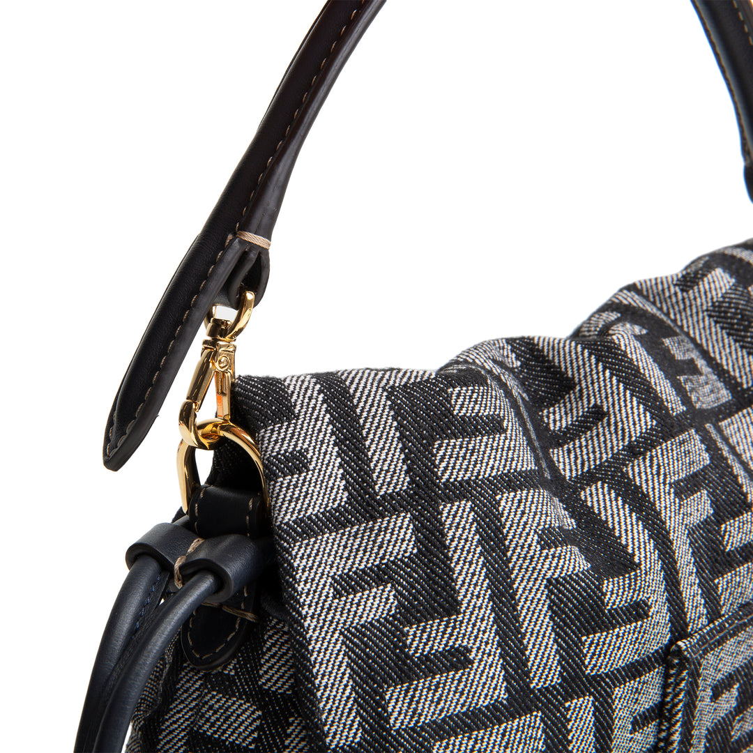 FENDI Small Zucca Denim Mama Baguette - Navy Blue