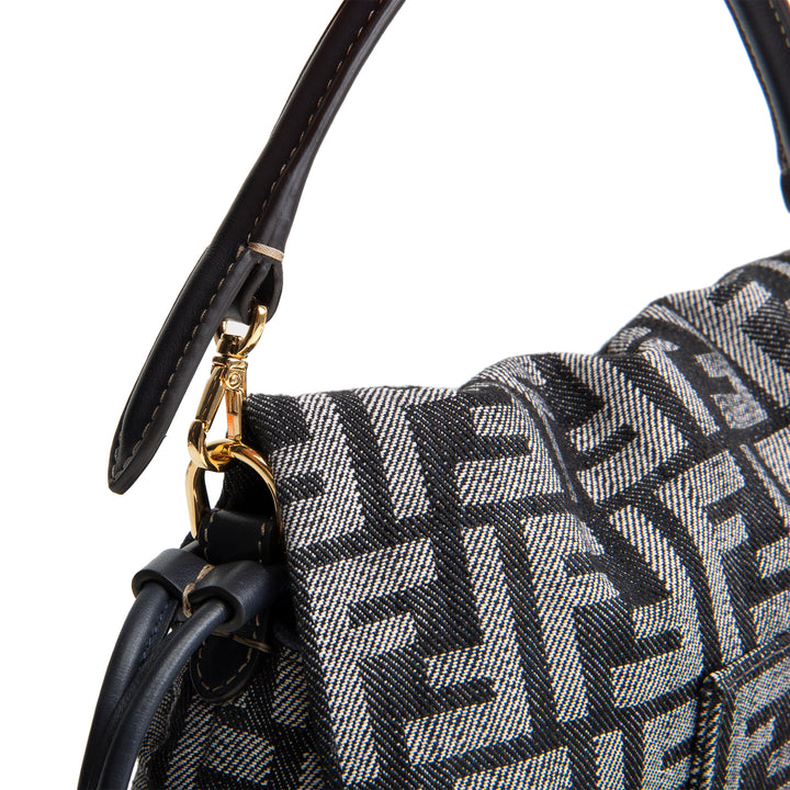 FENDI Small Zucca Denim Mama Baguette - Navy Blue
