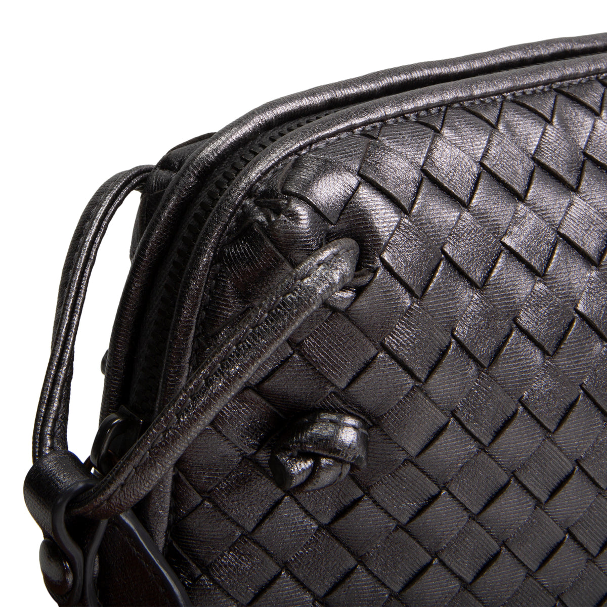 BOTTEGA VENETA Intrecciato Nodini Crossbody - Dark Grey