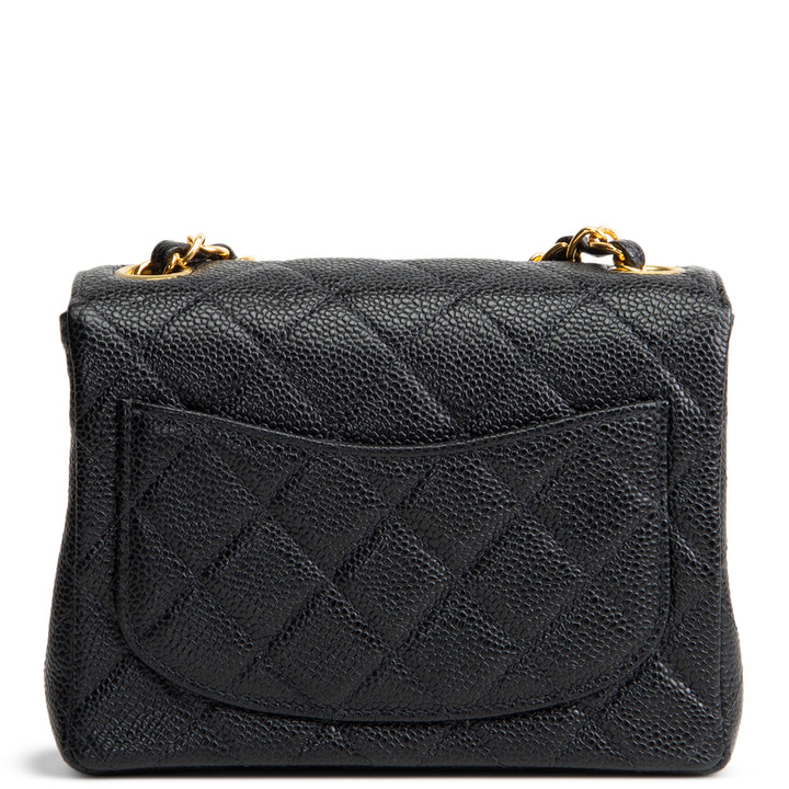 CHANEL Vintage Caviar Mini Square Single Flap Shoulder Bag - Black