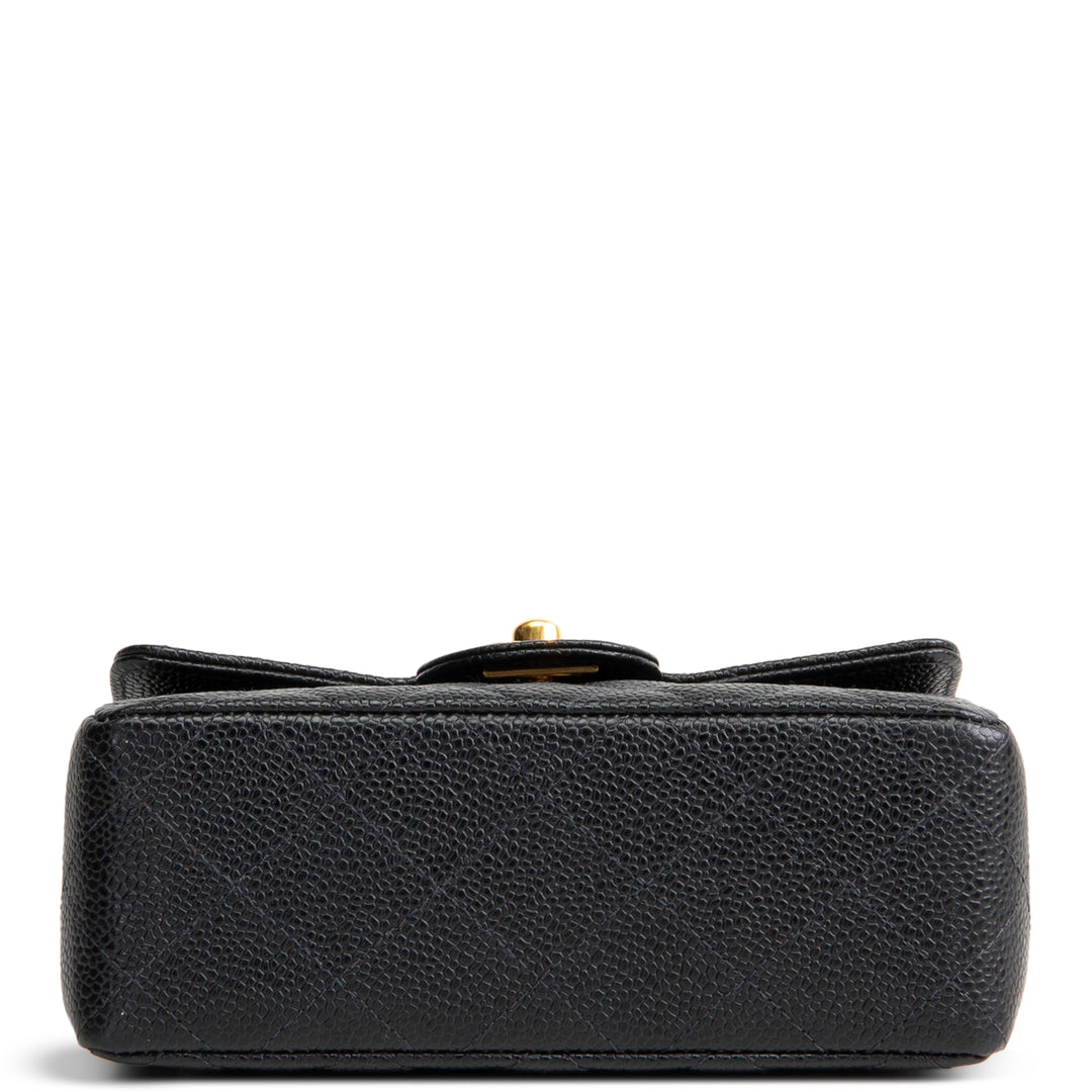CHANEL Vintage Caviar Mini Square Single Flap Shoulder Bag - Black