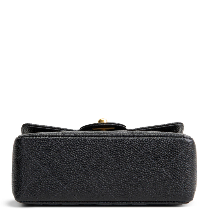 CHANEL Vintage Caviar Mini Square Single Flap Shoulder Bag - Black