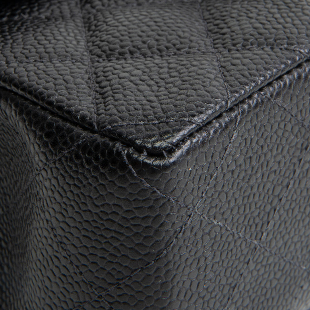 CHANEL Vintage Caviar Mini Square Single Flap Shoulder Bag - Black