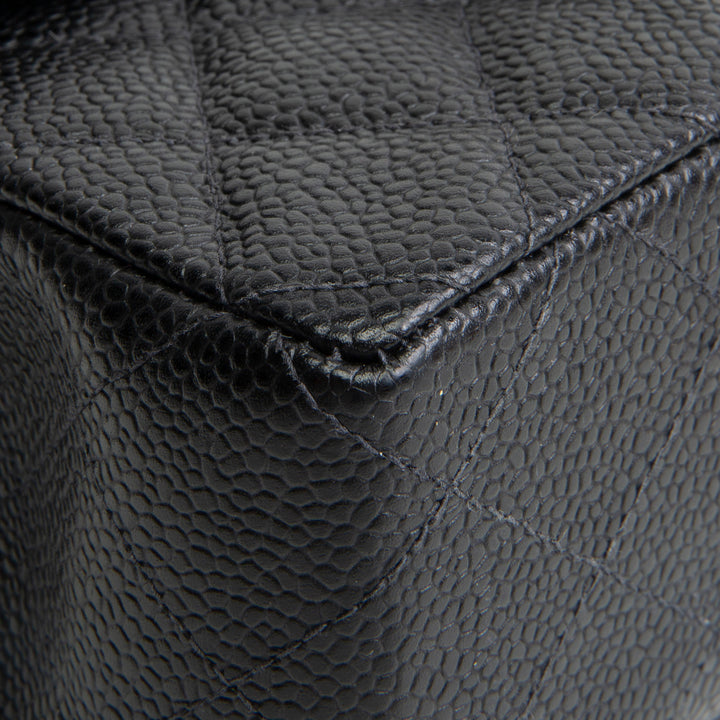 CHANEL Vintage Caviar Mini Square Single Flap Shoulder Bag - Black