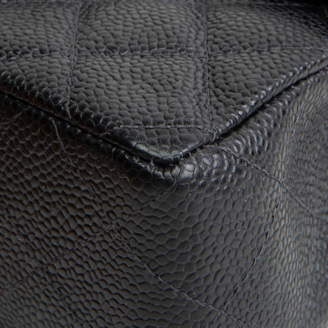 CHANEL Vintage Caviar Mini Square Single Flap Shoulder Bag - Black