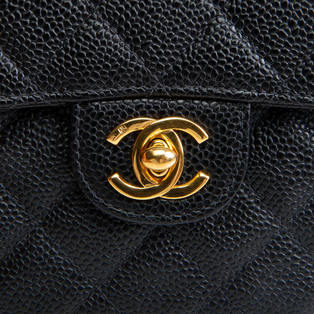 CHANEL Vintage Caviar Mini Square Single Flap Shoulder Bag - Black