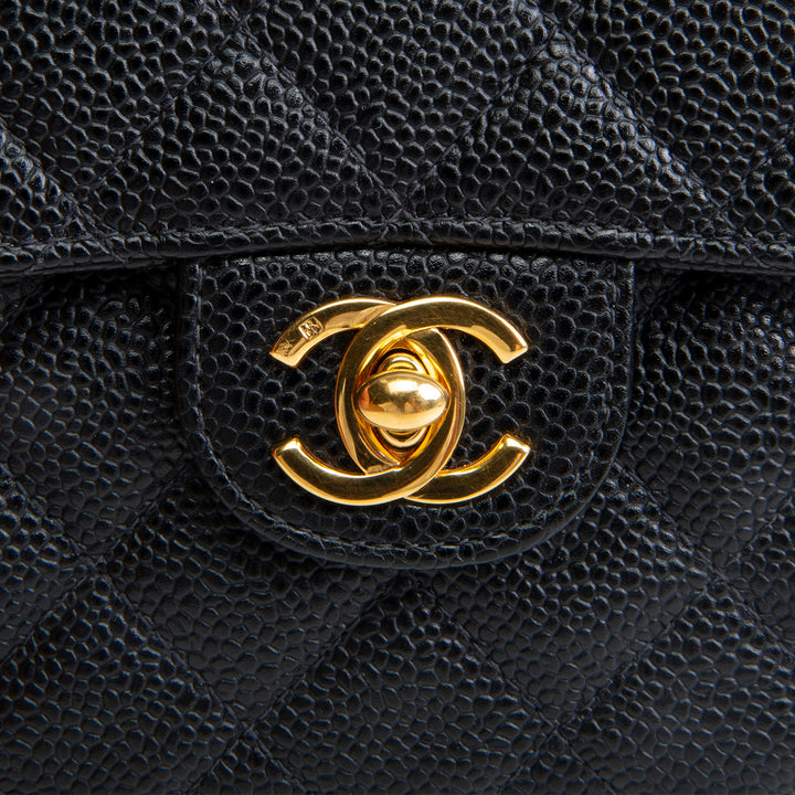 CHANEL Vintage Caviar Mini Square Single Flap Shoulder Bag - Black