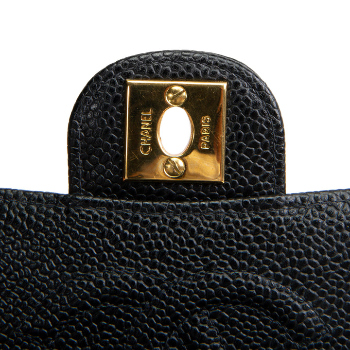 CHANEL Vintage Caviar Mini Square Single Flap Shoulder Bag - Black