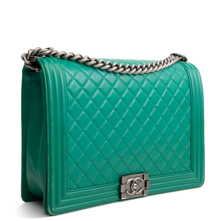 CHANEL Large Boy Bag - Green - OUTLET FINAL SALE