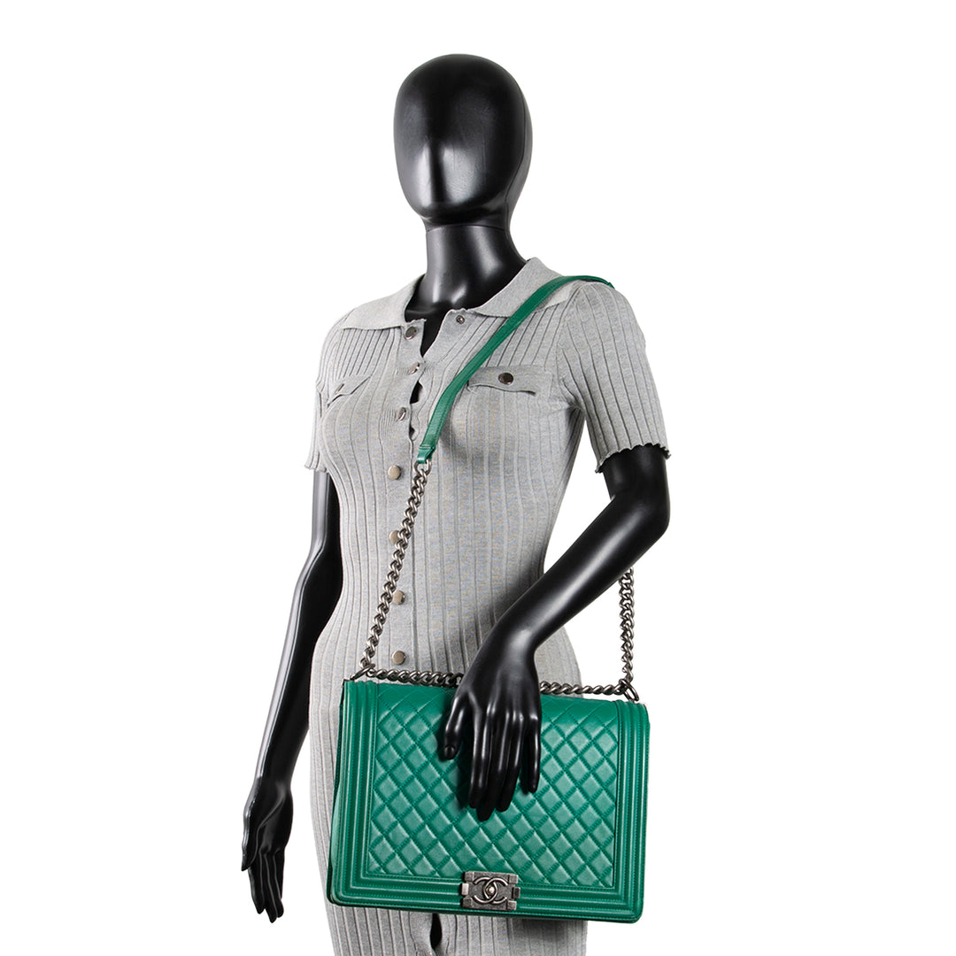 CHANEL Large Boy Bag - Green - OUTLET FINAL SALE