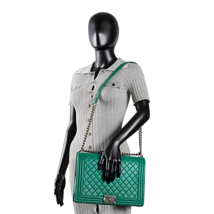 CHANEL Large Boy Bag - Green - OUTLET FINAL SALE