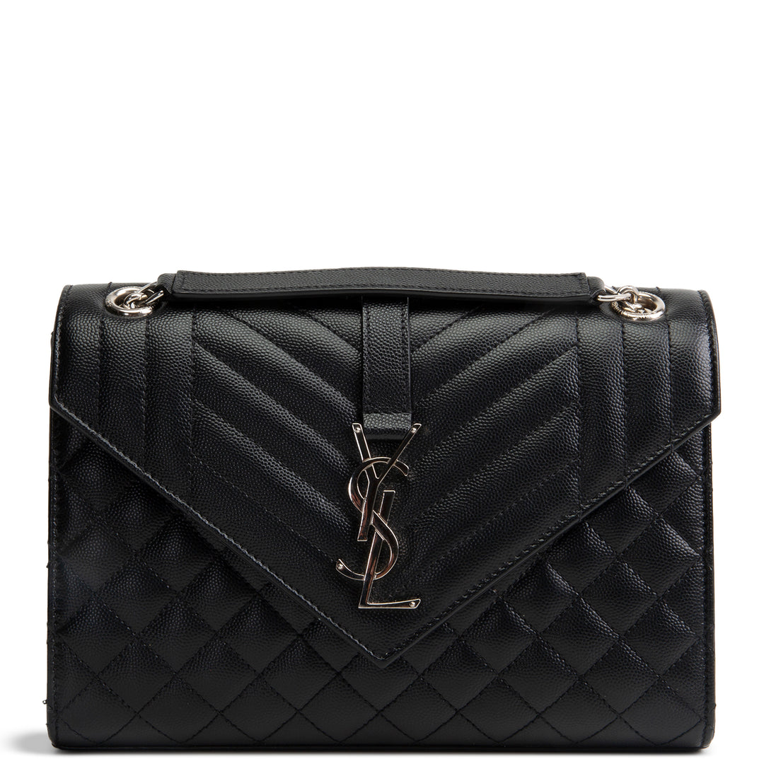 SAINT LAURENT Medium Triquilt Envelope Flap - Black