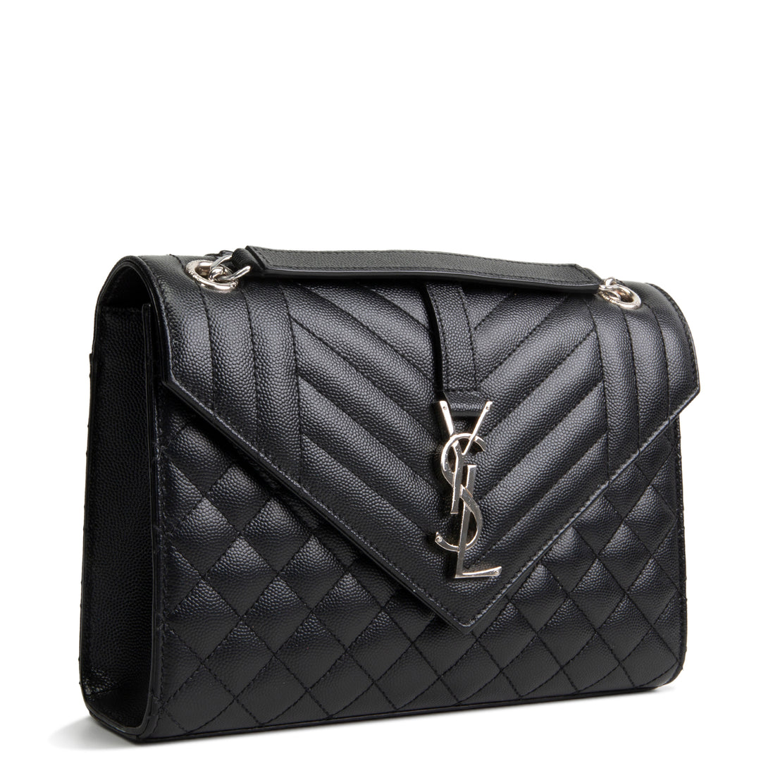 SAINT LAURENT Medium Triquilt Envelope Flap - Black