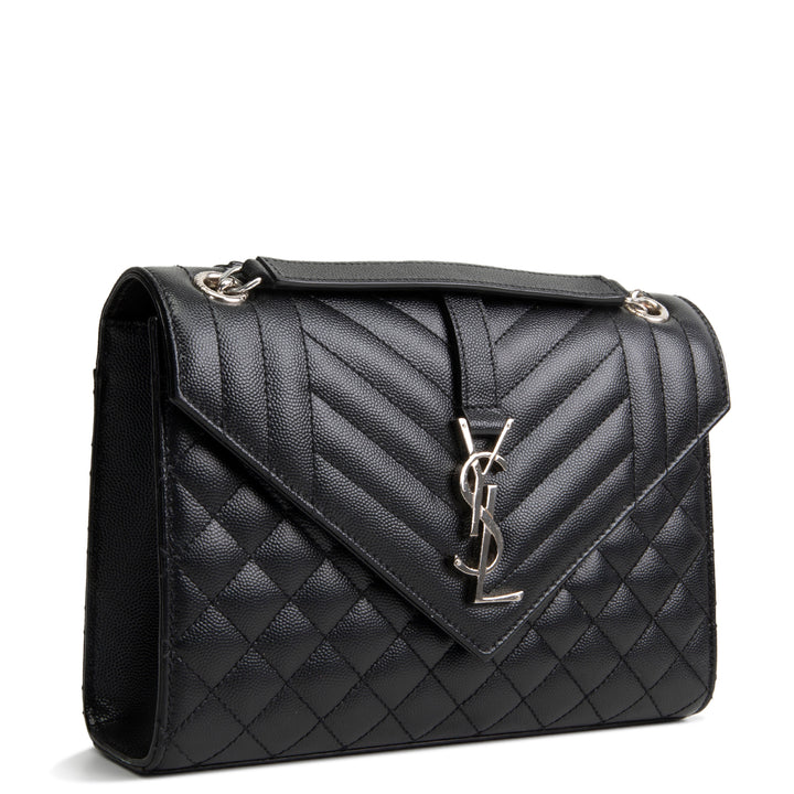 SAINT LAURENT Medium Triquilt Envelope Flap - Black