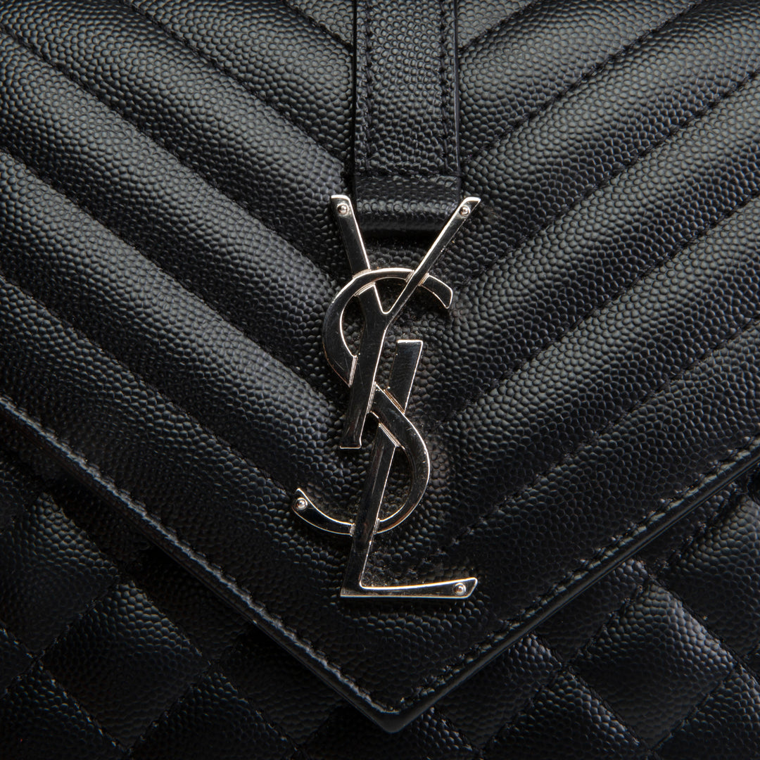 SAINT LAURENT Medium Triquilt Envelope Flap - Black