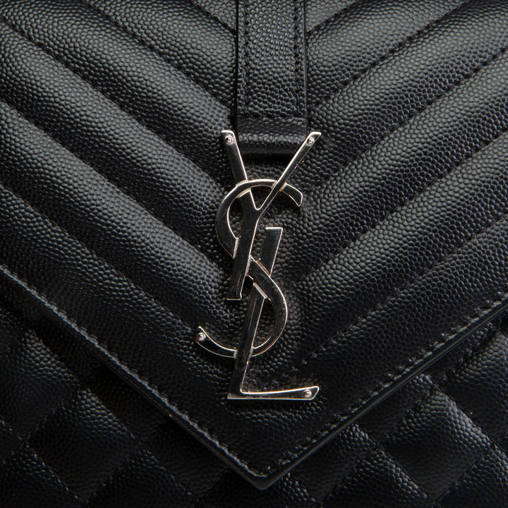 SAINT LAURENT Medium Triquilt Envelope Flap - Black