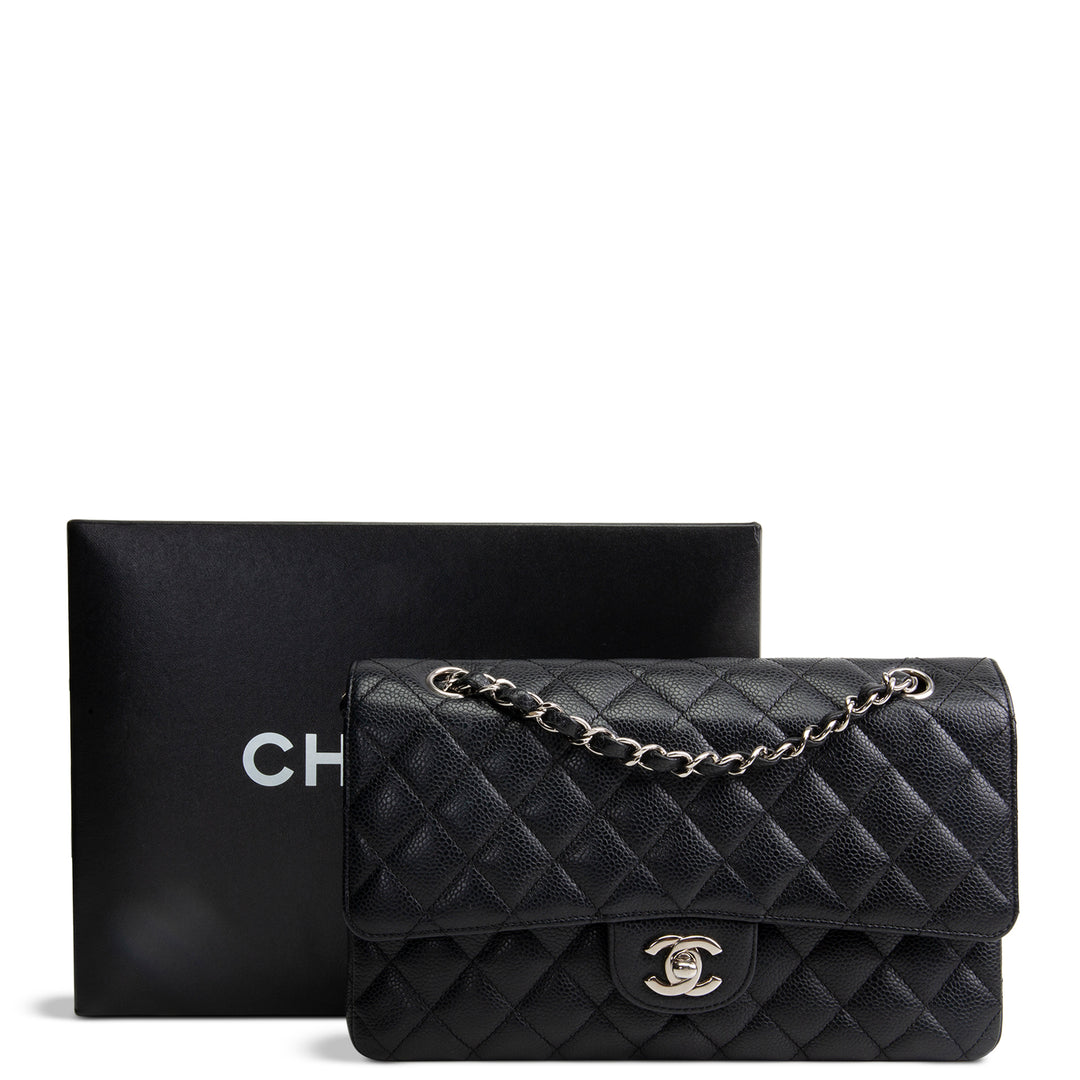 CHANEL Caviar Medium Double Flap Bag - Black