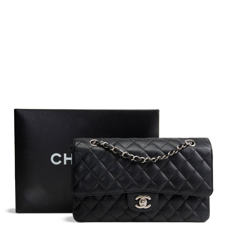 CHANEL Caviar Medium Double Flap Bag - Black