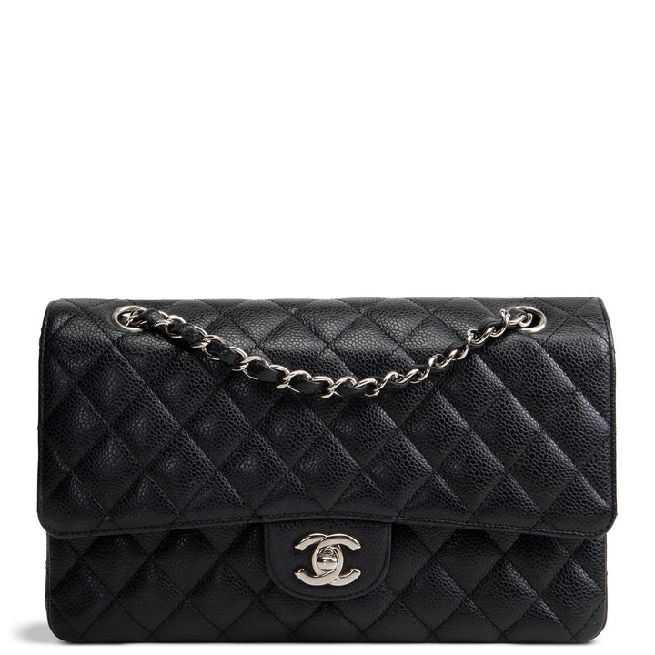 CHANEL Caviar Medium Double Flap Bag - Black