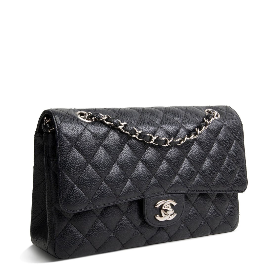 CHANEL Caviar Medium Double Flap Bag - Black