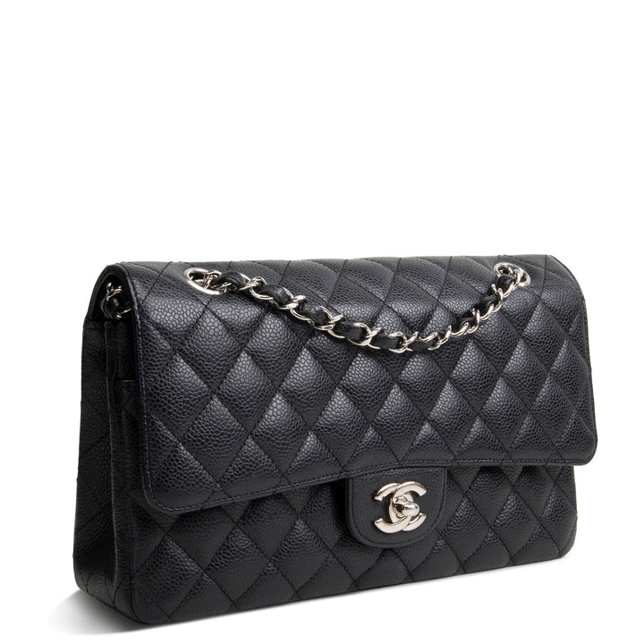 CHANEL Caviar Medium Double Flap Bag - Black