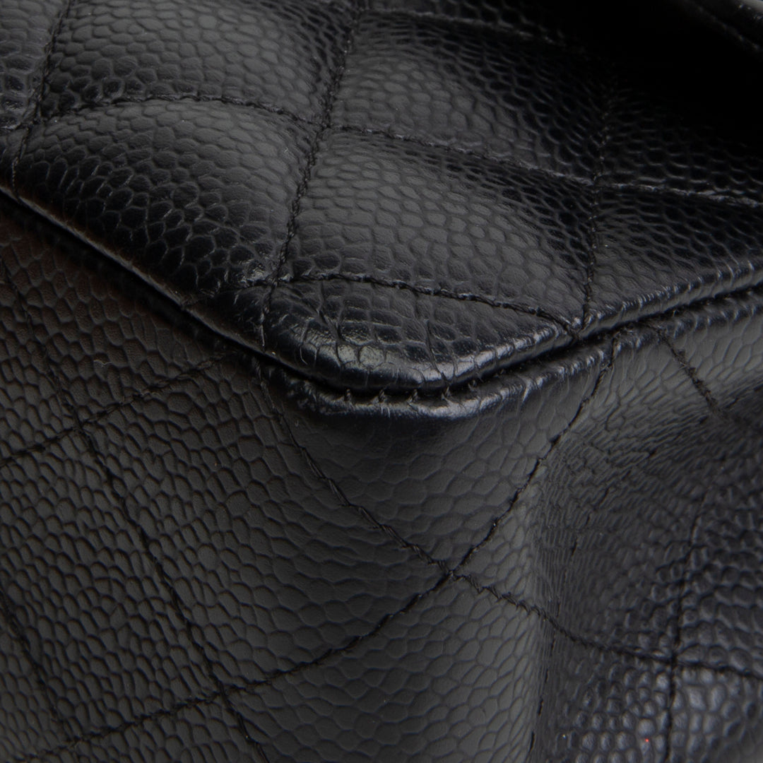 CHANEL Caviar Medium Double Flap Bag - Black