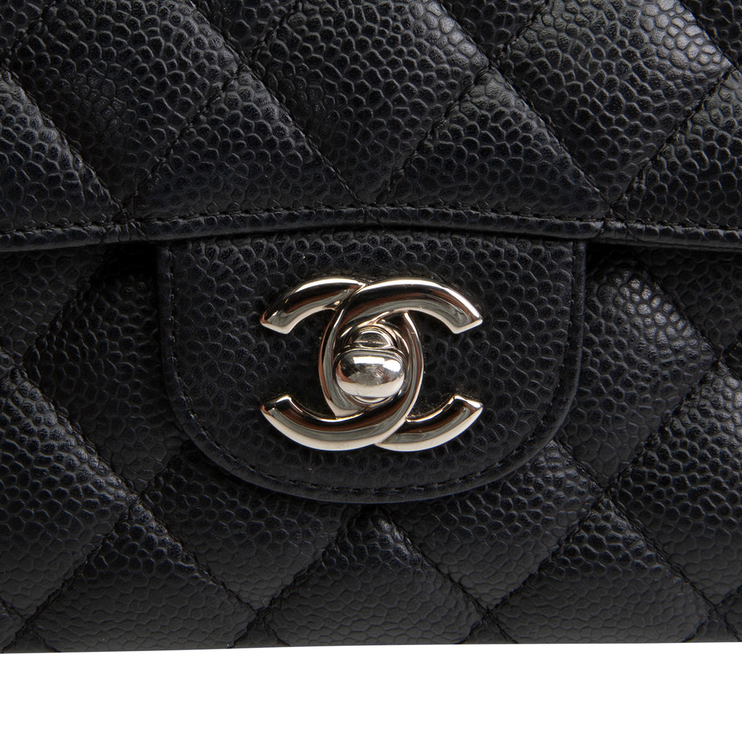 CHANEL Caviar Medium Double Flap Bag - Black