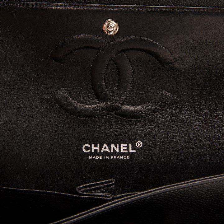 CHANEL Caviar Medium Double Flap Bag - Black