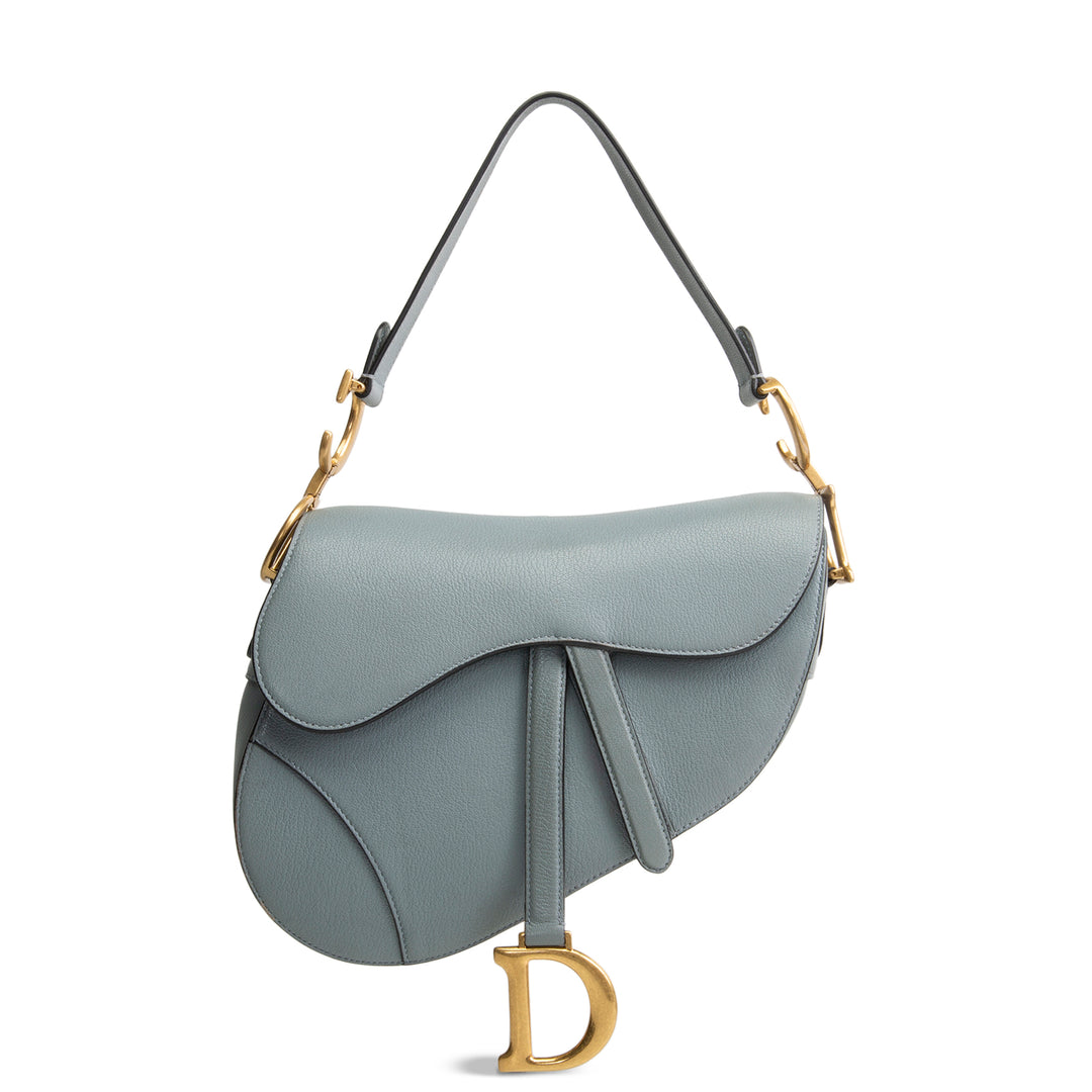 DIOR Leather Saddle Bag w/ Strap - Cloud Blue OUTLET FINAL SALE
