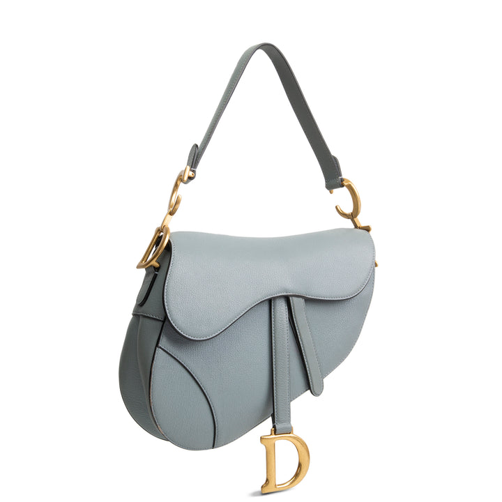 DIOR Leather Saddle Bag w/ Strap - Cloud Blue OUTLET FINAL SALE