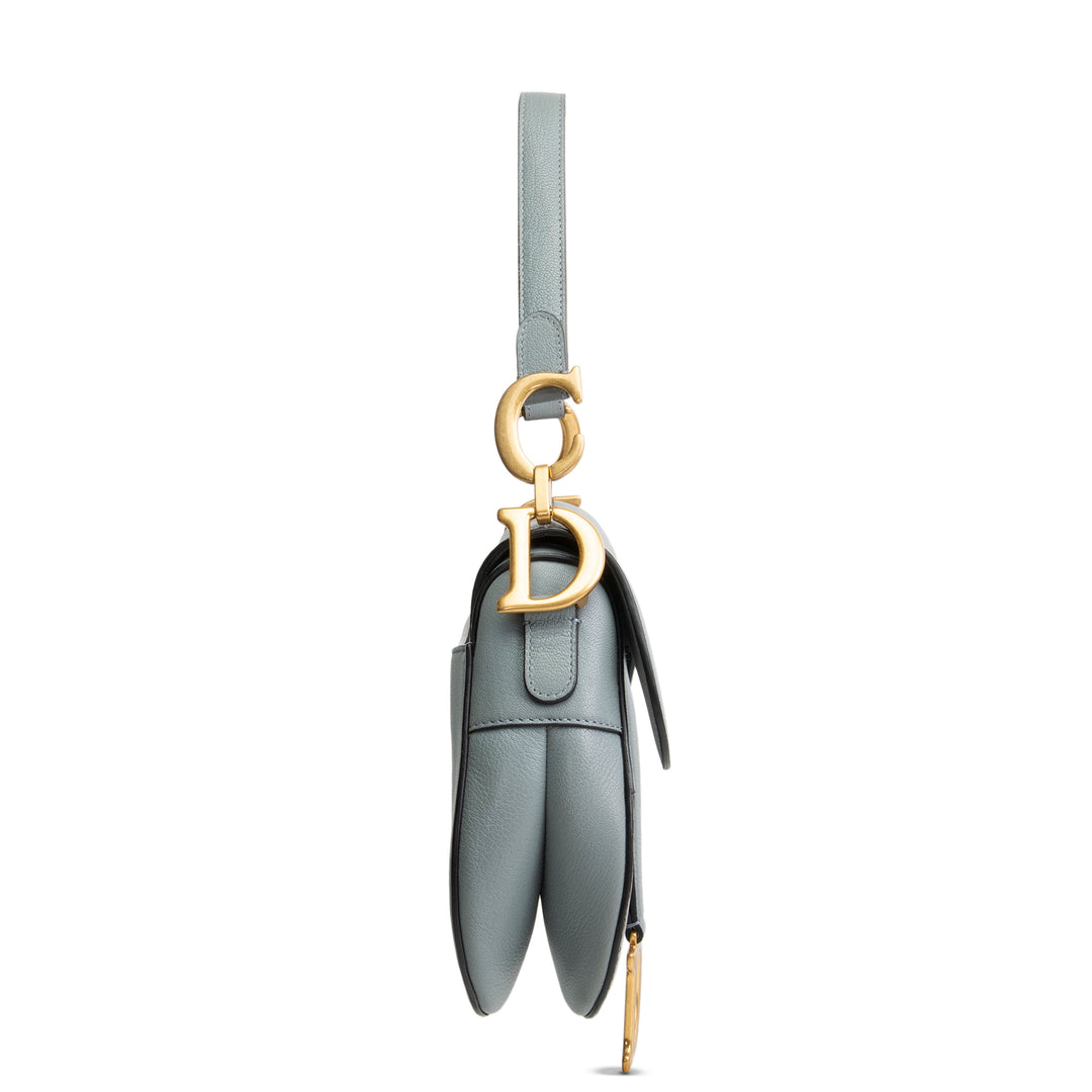 DIOR Leather Saddle Bag w/ Strap - Cloud Blue OUTLET FINAL SALE