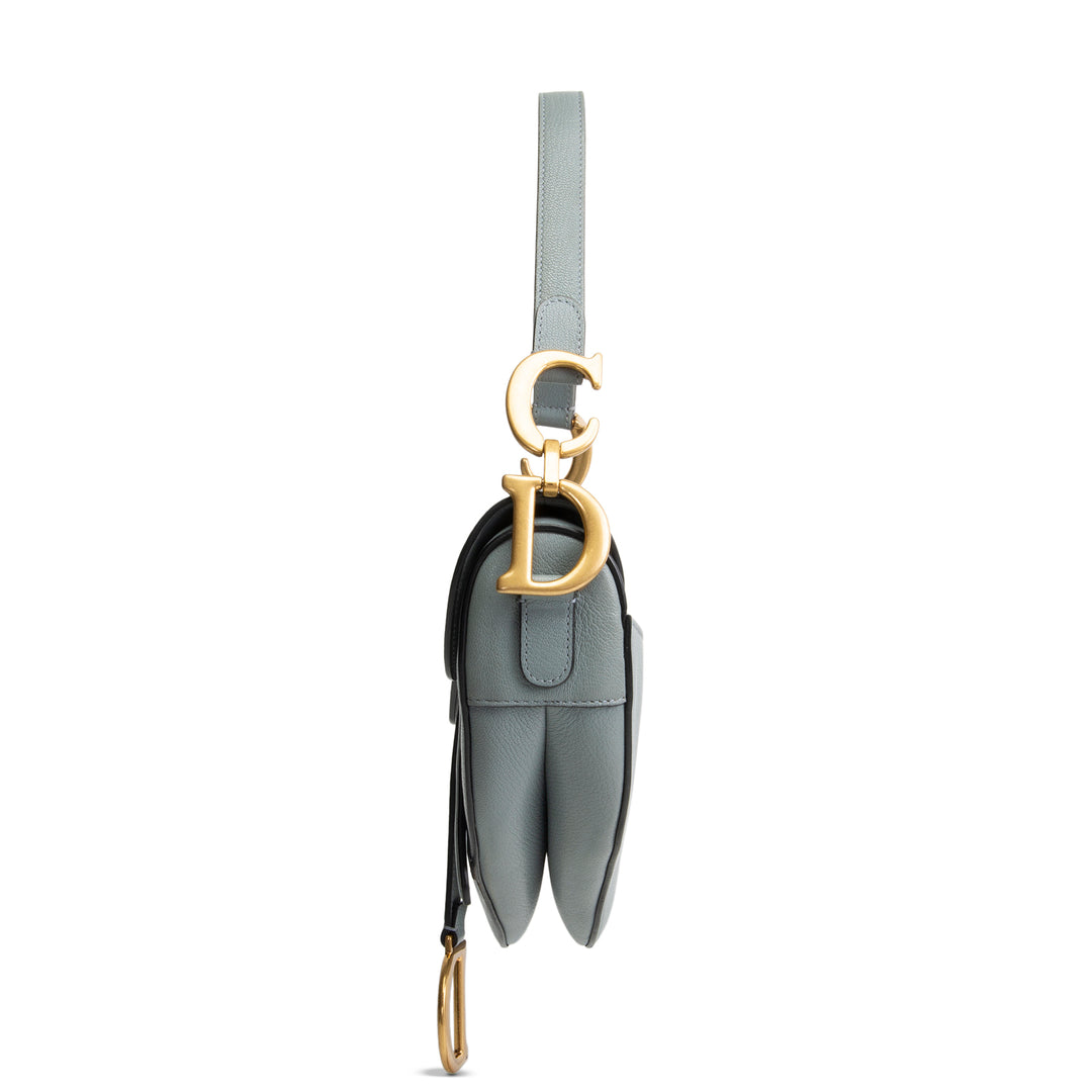 DIOR Leather Saddle Bag w/ Strap - Cloud Blue OUTLET FINAL SALE