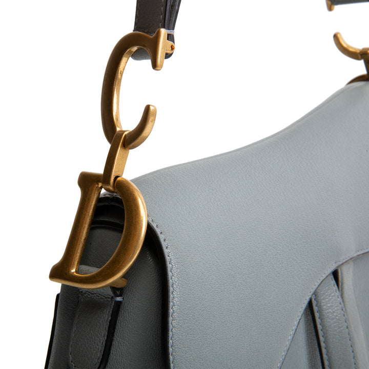 DIOR Leather Saddle Bag w/ Strap - Cloud Blue OUTLET FINAL SALE