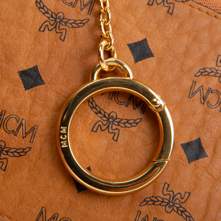 MCM Visetos Key Pouch - Cognac