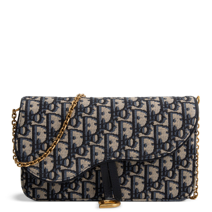 DIOR Canvas Saddle Chain Pouch Medium