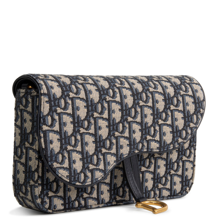 DIOR Canvas Saddle Chain Pouch Medium