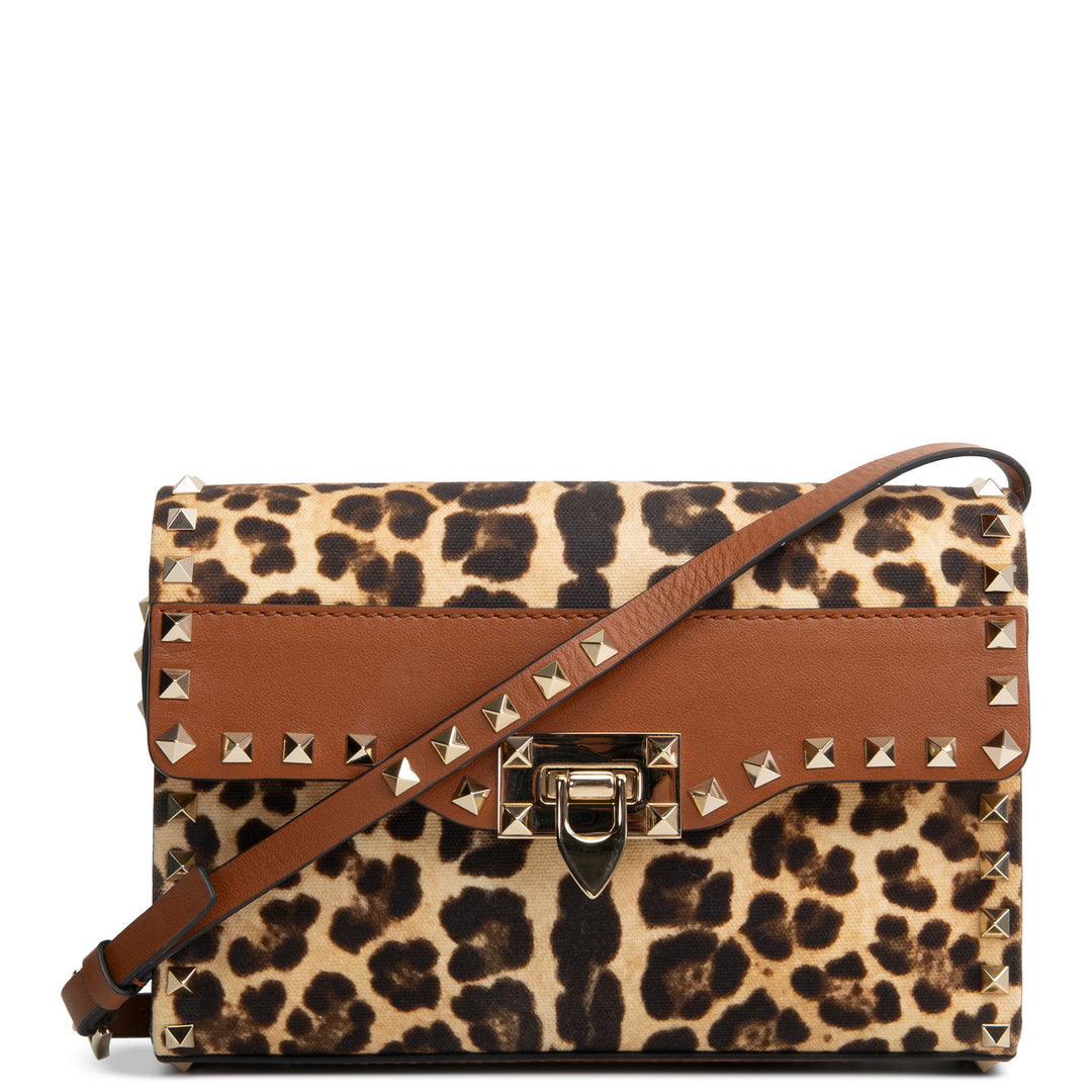 VALENTINO Animal Print Rockstud Flip Lock Medium