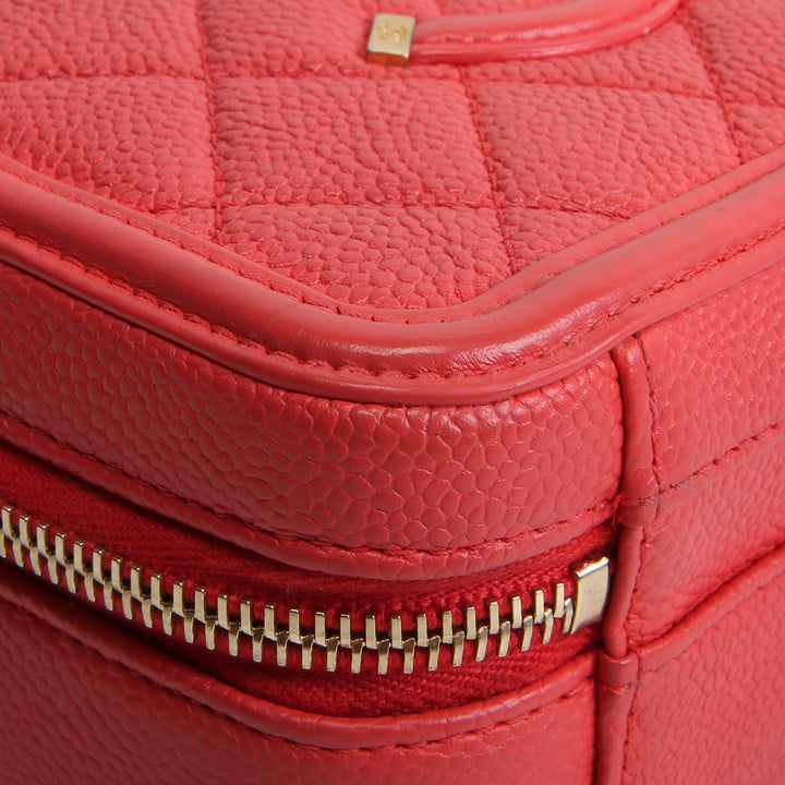 CHANEL Small Caviar Filigree Vanity Case - Coral