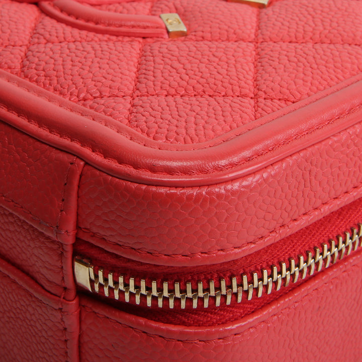 CHANEL Small Caviar Filigree Vanity Case - Coral