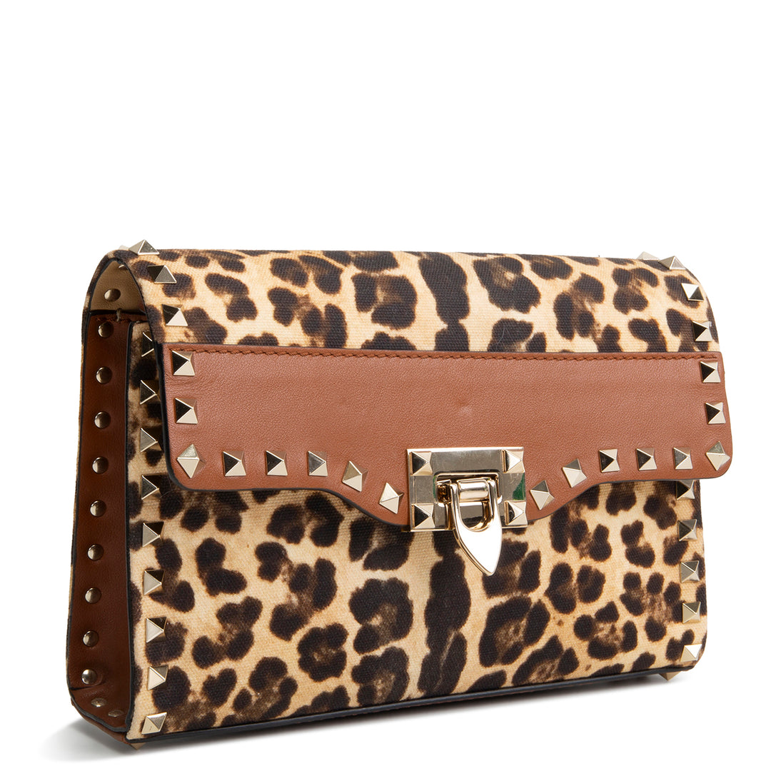 VALENTINO Animal Print Rockstud Flip Lock Medium