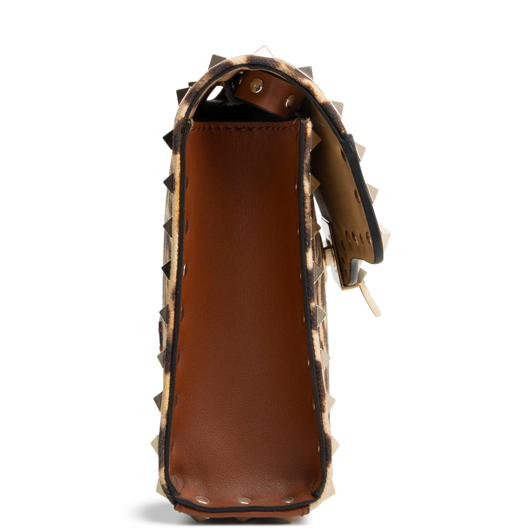 VALENTINO Animal Print Rockstud Flip Lock Medium