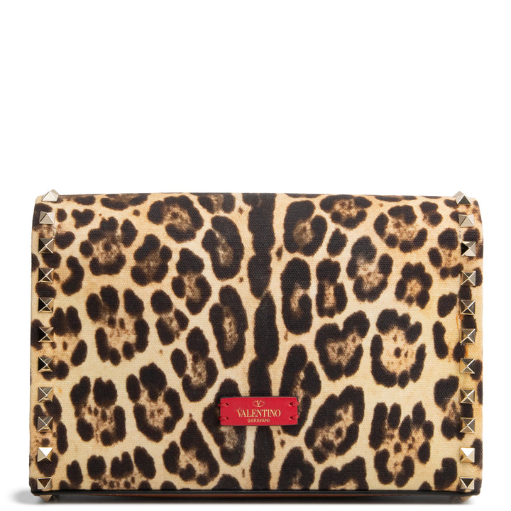 VALENTINO Animal Print Rockstud Flip Lock Medium