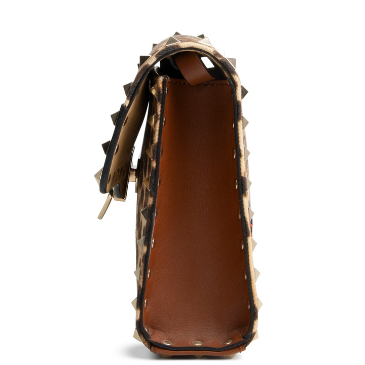 VALENTINO Animal Print Rockstud Flip Lock Medium