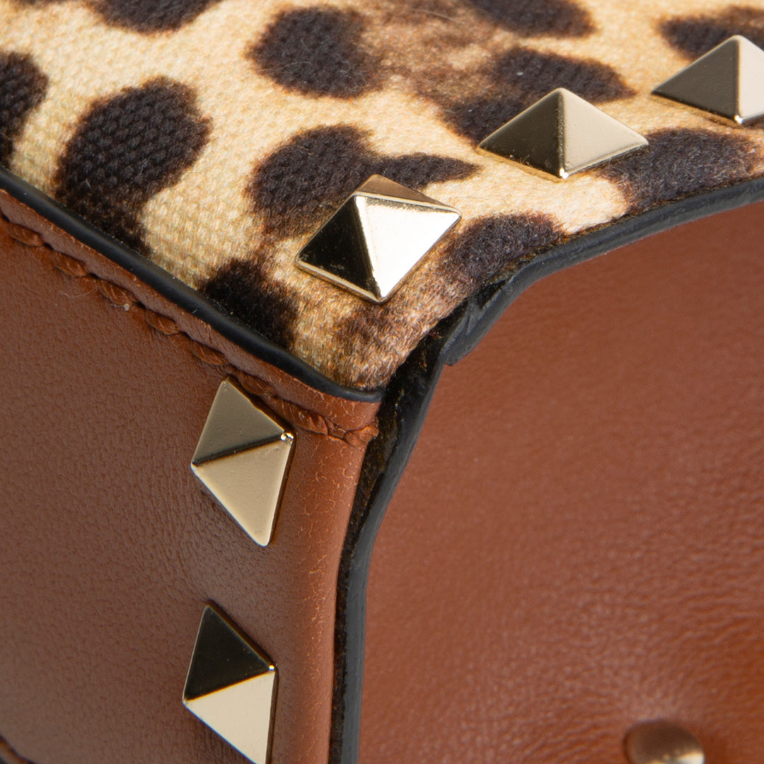VALENTINO Animal Print Rockstud Flip Lock Medium