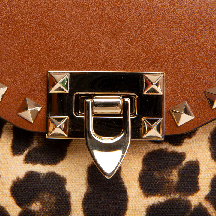 VALENTINO Animal Print Rockstud Flip Lock Medium