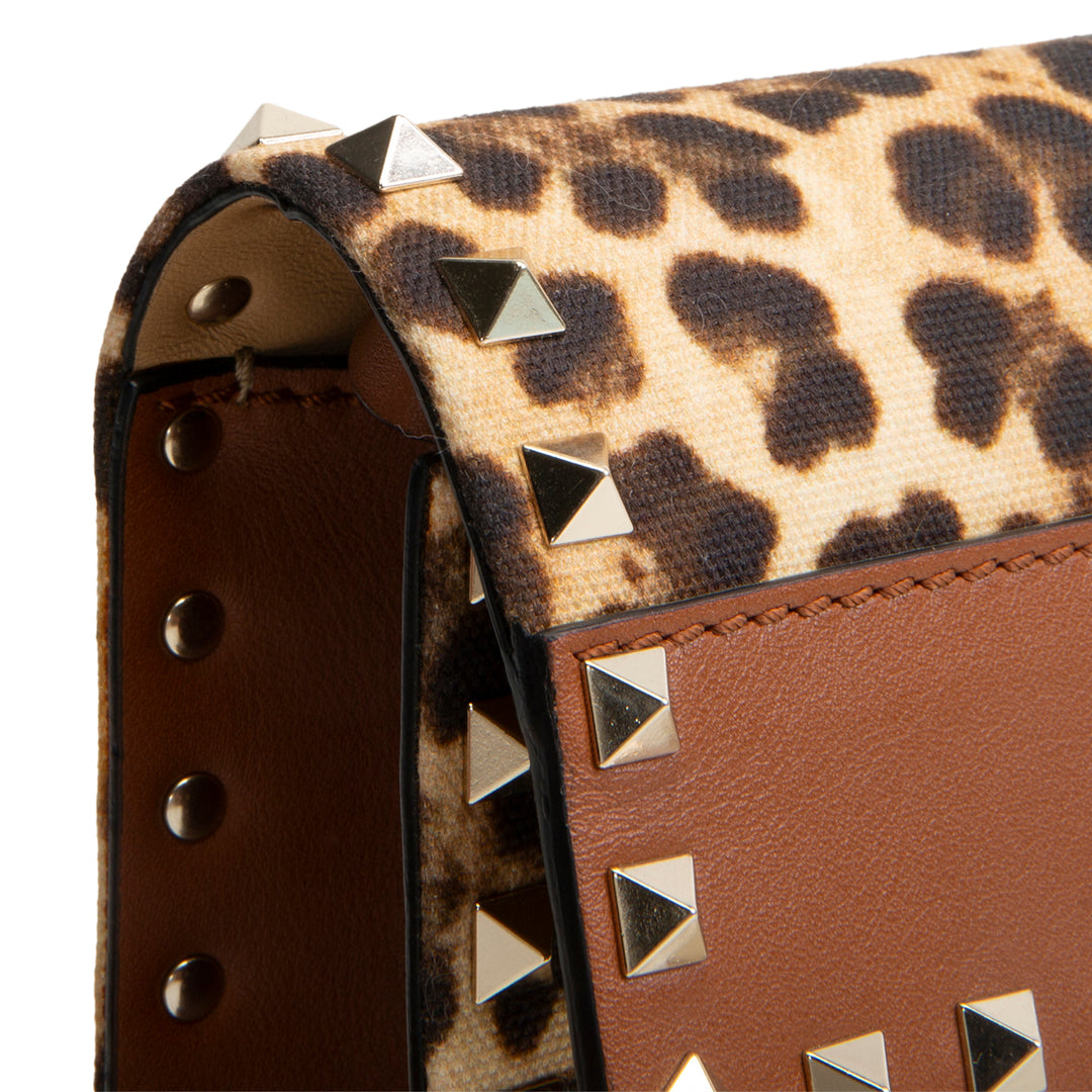 VALENTINO Animal Print Rockstud Flip Lock Medium