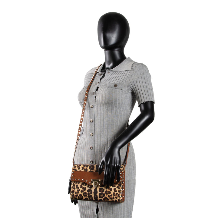 VALENTINO Animal Print Rockstud Flip Lock Medium