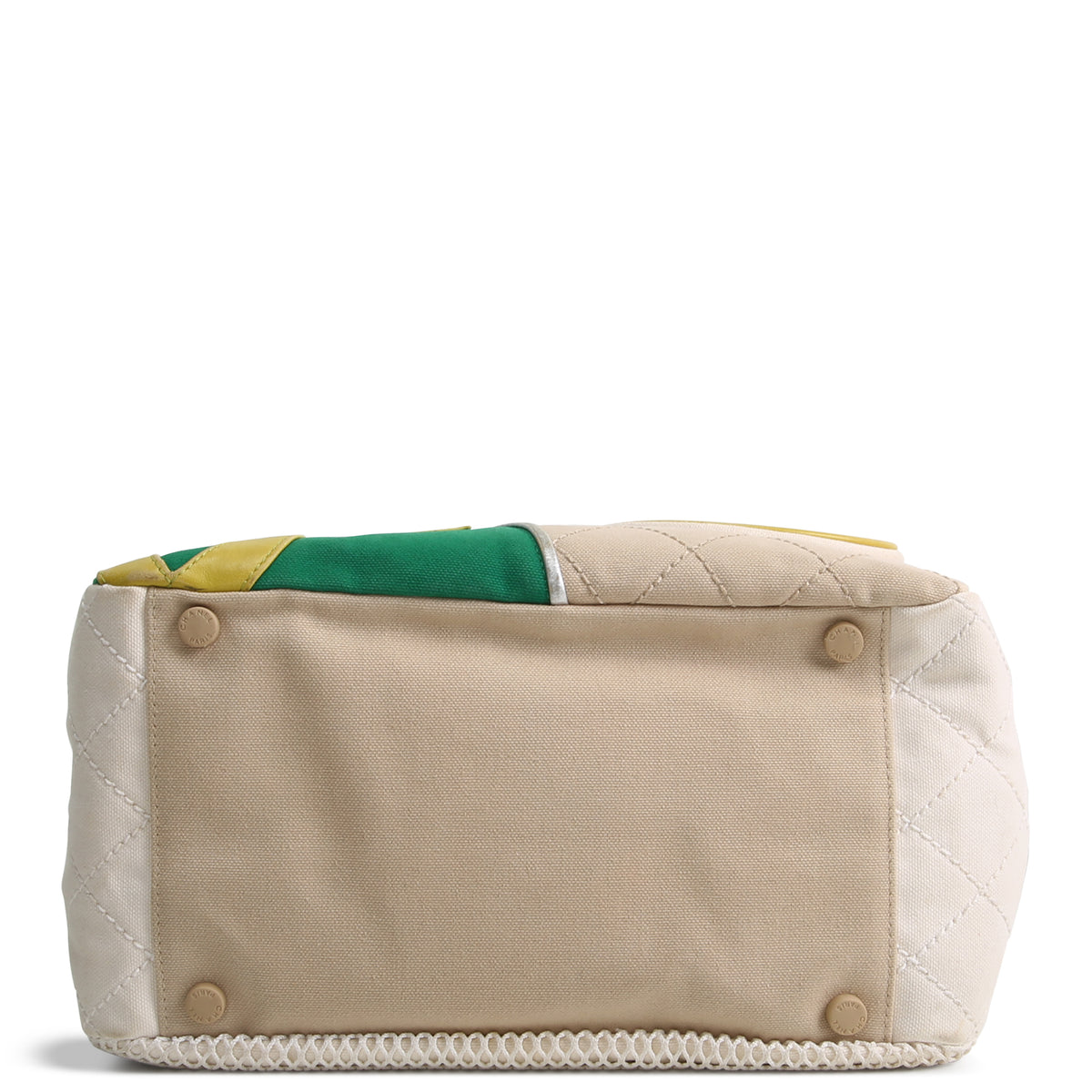 CHANEL Vintage White and Green Quilted No. 5 Tote Bag